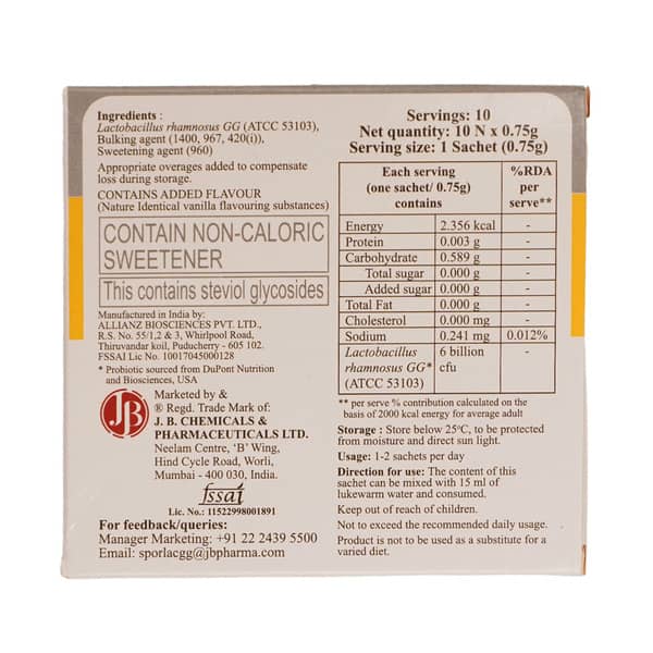 Sporlac GG Granules | Vanilla Flavour Sugar Free