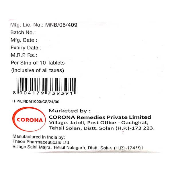 Linabite Dm 5/10/1000Mg Strip Of 10 Tablets
