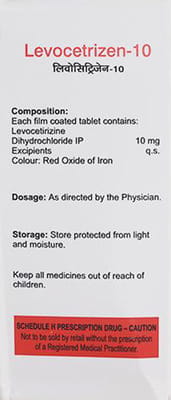 Levocetrizen 10mg Strip Of 10 Tablets