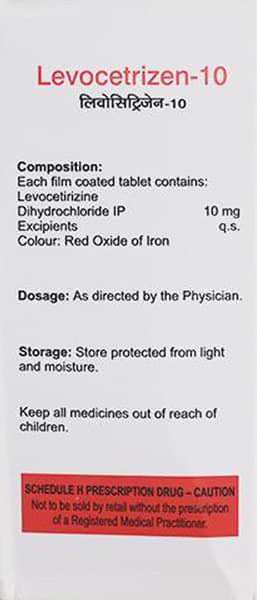 Levocetrizen 10mg Strip Of 10 Tablets