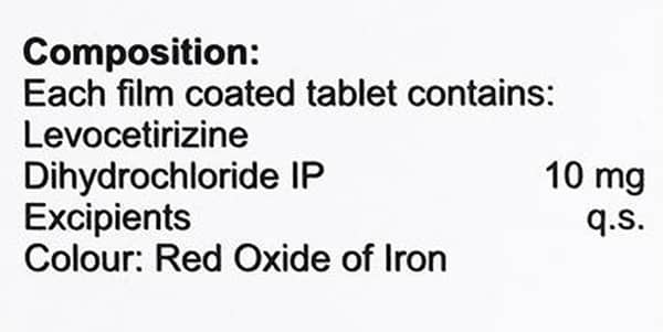 Levocetrizen 10mg Strip Of 10 Tablets