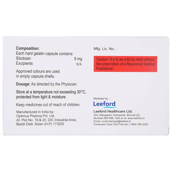 Sildoease 8mg Strip Of 10 Capsules