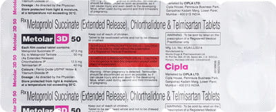 Metolar 3d 50mg Strip Of 10 Tablets