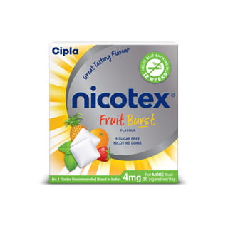 Nicotex 4mg Fruit Burst Flavour Sugar Free Strip Of 9 Chewing Gum
