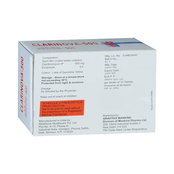 Clarinova 500mg Strip Of 10 Tablets