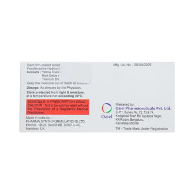 Fexzil 180mg Strip Of 10 Tablets