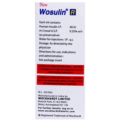 New Wosulin R 40iu Vial Of 15ml Injection
