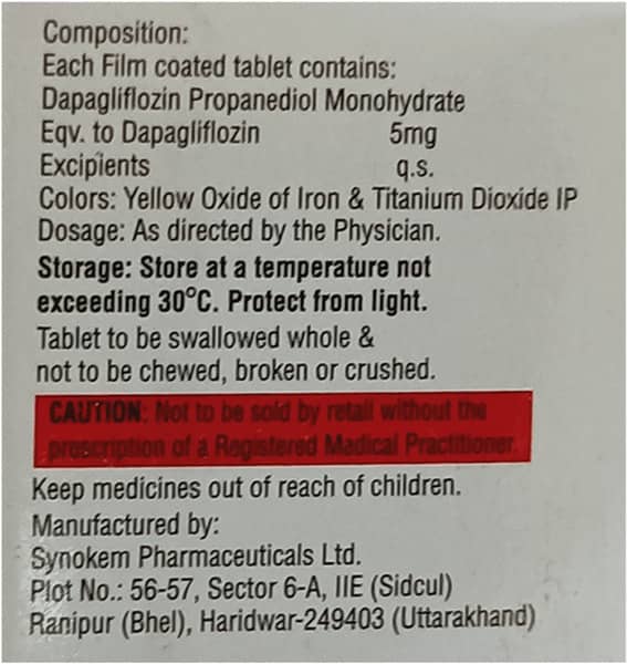 Dapaturn 5mg Strip Of 10 Tablets