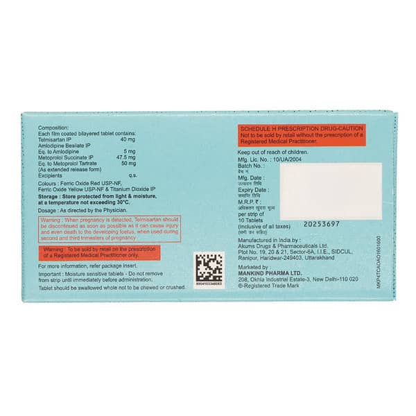 Telmikind Am Beta 50mg Strip Of 10 Tablets