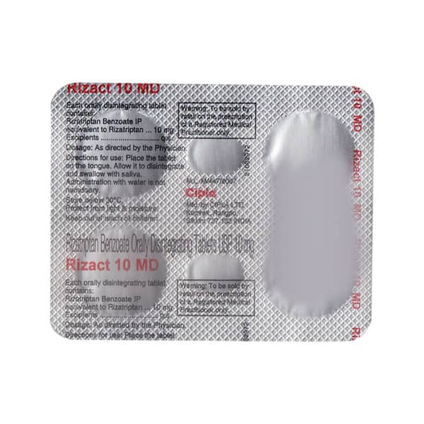Rizact 10mg Md Peppermint Flavour Strip Of 4 Orally Disintegrating Tablets