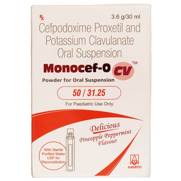 Monocef O Cv 50/31.25mg Delicious Pineapple Peppermint Flavour Bottle Of 30ml Dry Suspension