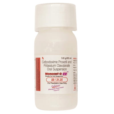 Monocef O Cv 50/31.25mg Delicious Pineapple Peppermint Flavour Bottle Of 30ml Dry Suspension