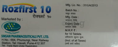 Rozfirst 10mg Strip Of 15 Tablets