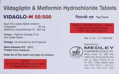 Vidaglo M 50/500mg Strip Of 10 Tablets