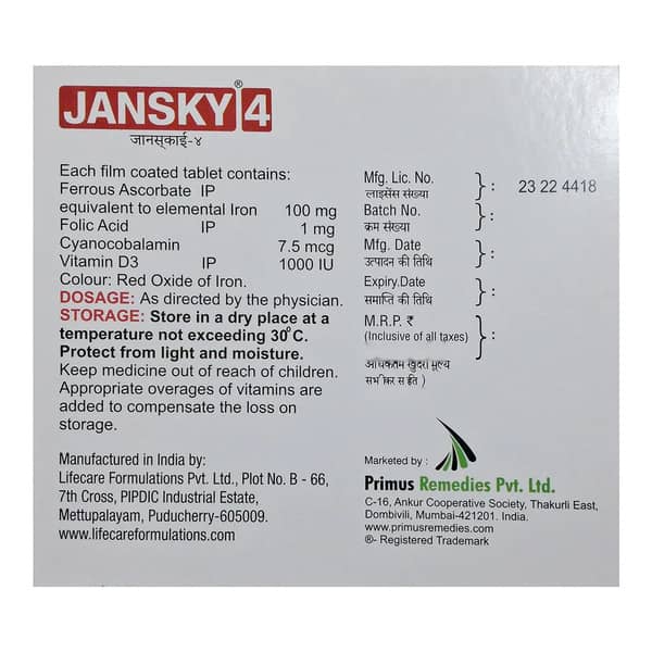 Jansky 4 Strip Of 15 Tablets