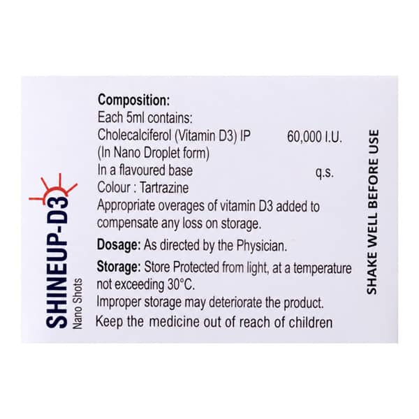 Shineup D3 Nano Shot Sugar Free Bottle Of 5Ml Oral Solution (Pack Of 4)