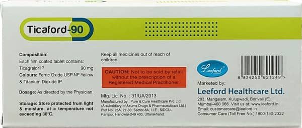 Ticaford 90mg Strip Of 14 Tablets