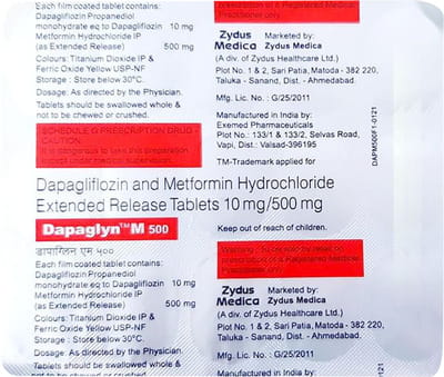 डापाग्लिन एम 1000एमजी 15 टैबलेट की स्ट्रिप
