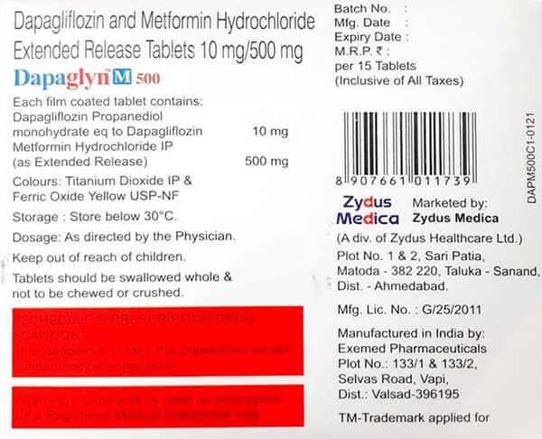 Dapaglyn M 500mg Strip Of 15 Tablets