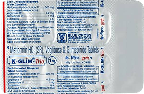 K Glim Trio 1mg Strip Of 15 Tablets