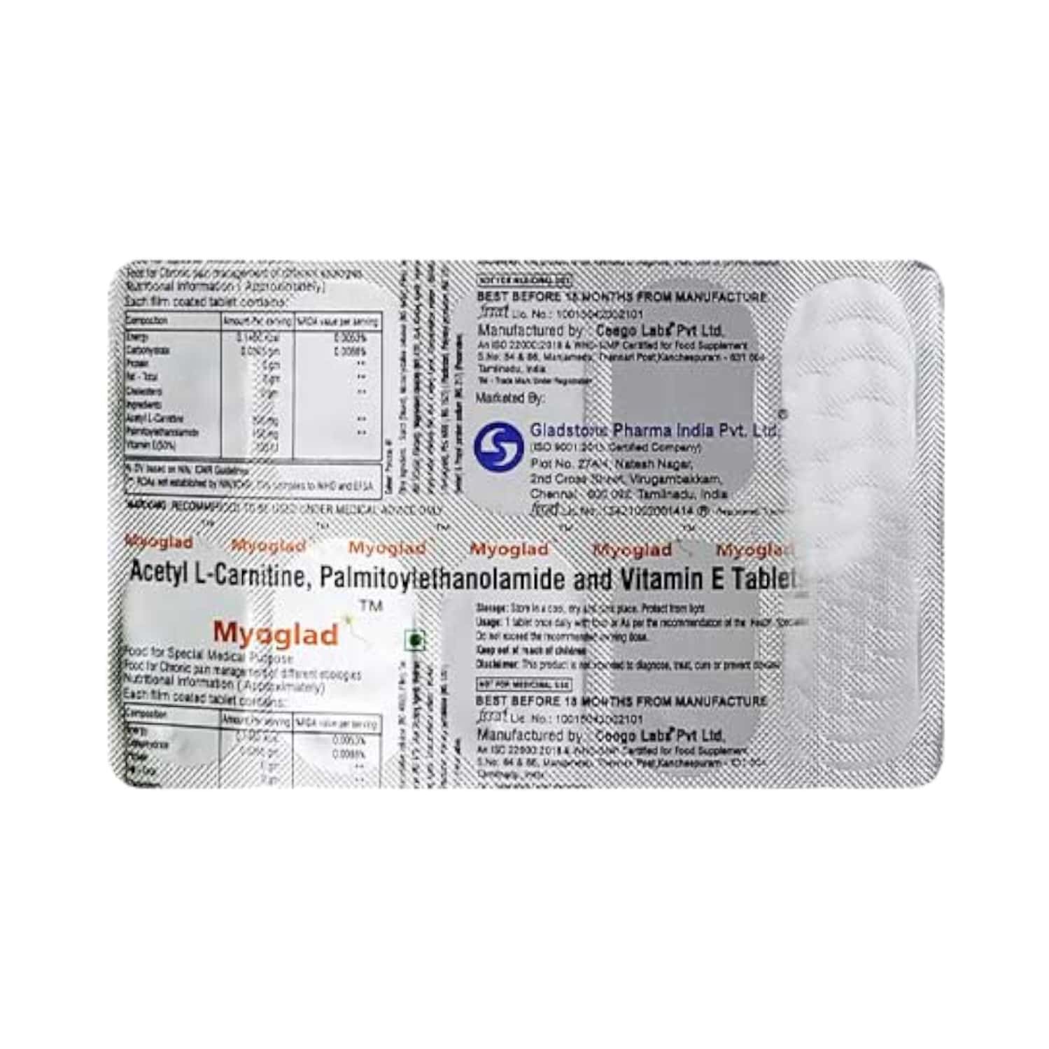 palmitoylethanolamide acetyl l carnitine QTWAYS Neuroglad Neuro Care Tablets(30 Tablets) | PEA 300mg + Acetyl-L- Carnitine 250mg | Nerve Pain, Neuropathy, Sciatica & Cognitive Support
