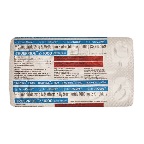 Truepride 2/1000mg Strip Of 10 Tablets