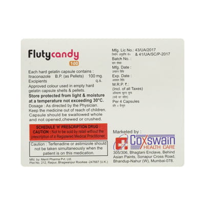 Flutycandy 100mg Strip Of 10 Capsules