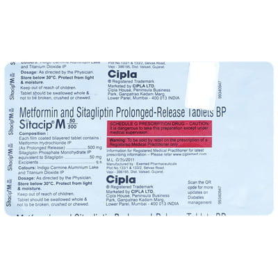 Sitacip M 50/500mg Strip Of 10 Tablets
