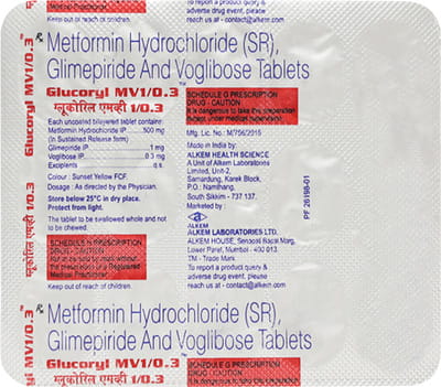 Glucoryl Mv 1/0.3mg Strip Of 15 Tablets