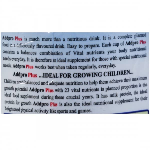 Addpro Plus Delicious Vanilla Flavour Jar Of 400gm Oral Powder