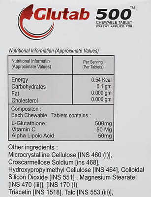 Glutab 500mg Lemon Flavour Strip Of 10 Chewable Tablets