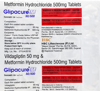 Glipacure M 50/500mg Strip Of 15 Tablets