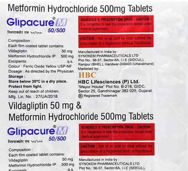 Glipacure M 50/500mg Strip Of 15 Tablets