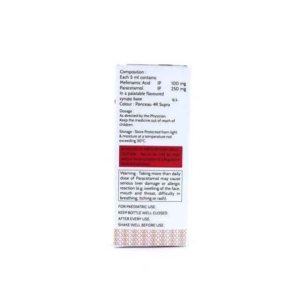 Mefenamic Acid And Paracetamol 100mg/250mg Bottle Of 60ml Suspension (Kriam Pharma)