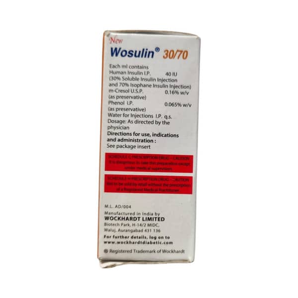 New Wosulin 30/70 40iu Vial Of 15ml Injection