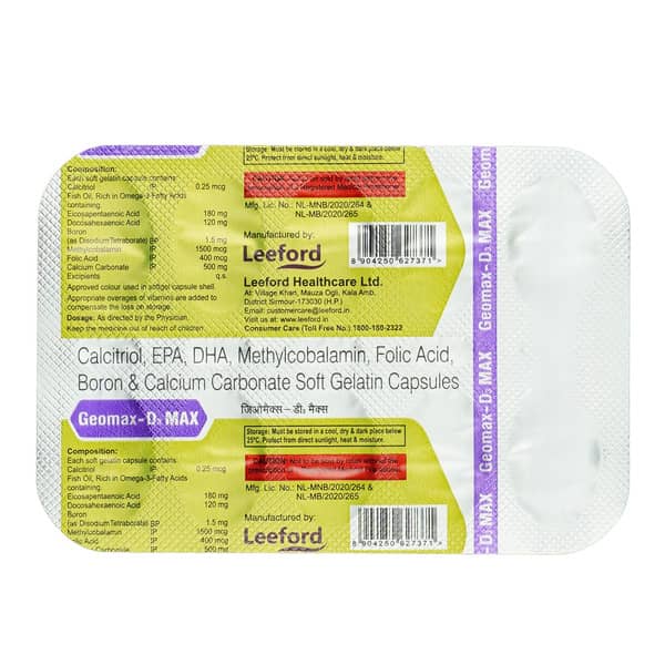 Geomax D3 Max Strip Of 10 Softgel Capsules