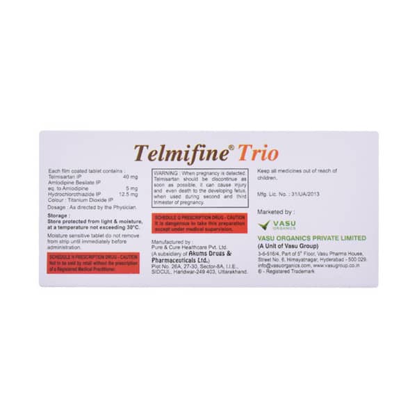 Telmifine Trio 40mg Strip Of 10 Tablets