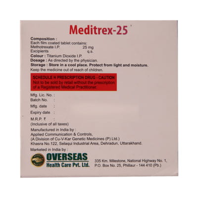 Meditrex 25mg Strip Of 4 Tablets