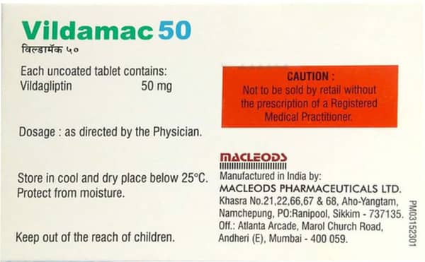 Vildamac 50mg Strip Of 15 Tablets
