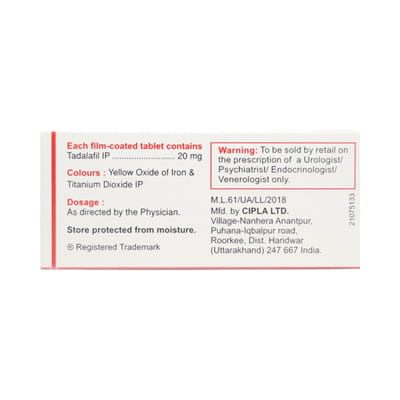 Tadafil 20mg Strip Of 4 Tablets