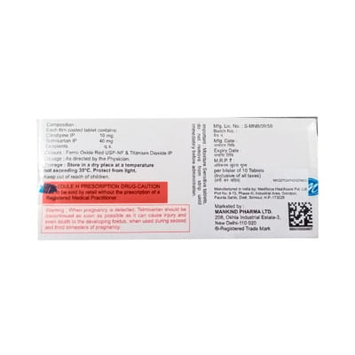 Telmikind Ln 40/10mg Strip Of 10 Tablets