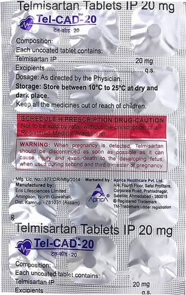 Tel Cad 20mg Strip Of 15 Tablets