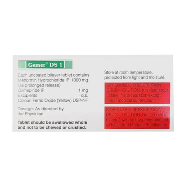 Gemer Ds 1mg Strip Of 15 Tablets