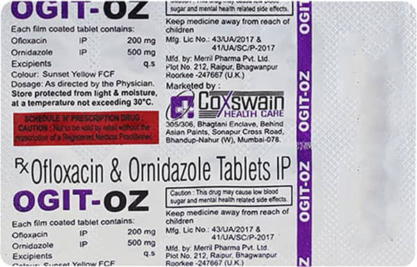 Ogit Oz 200/500 Mg Strip Of 10 Tablets
