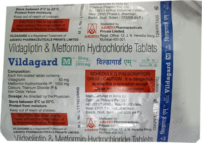 Vildagard M 50/1000mg Strip Of 15 Tablets