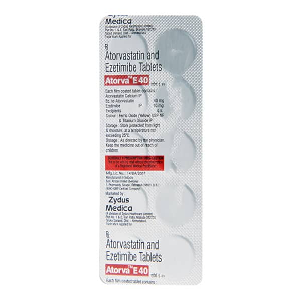 Atorva E 40mg Strip Of 10 Tablets