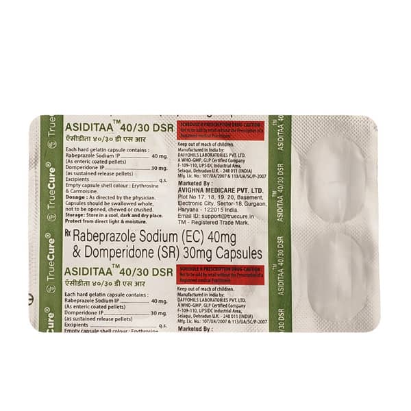 Asiditaa 40/30mg Dsr Strip Of 10 Capsules