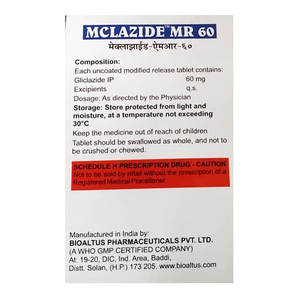 Mclazide Mr 60Mg Strip Of 15 Tablets