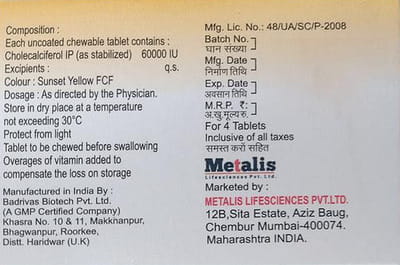 Metaferol 60 K Orange Flavour Strip Of 4 Chewable Tablets