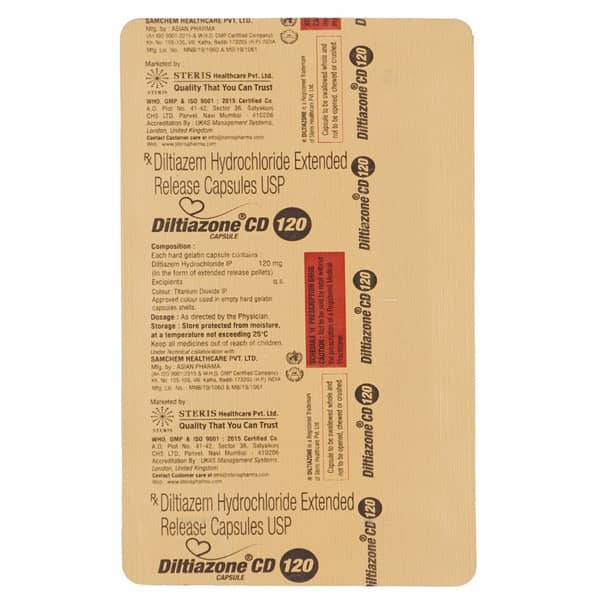 Diltiazone Cd 120Mg Strip Of 10 Capsules